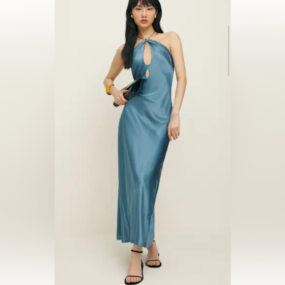 Reformation Yesenia Silk Dress Blue - Size XS